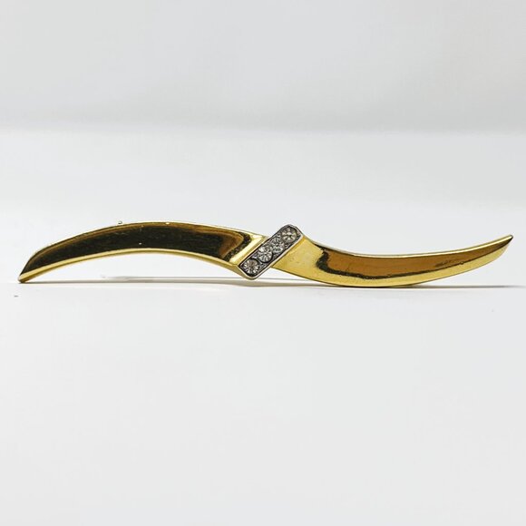 Crown Trifari Gold Tone Wave Brooch - Picture 1 of 7